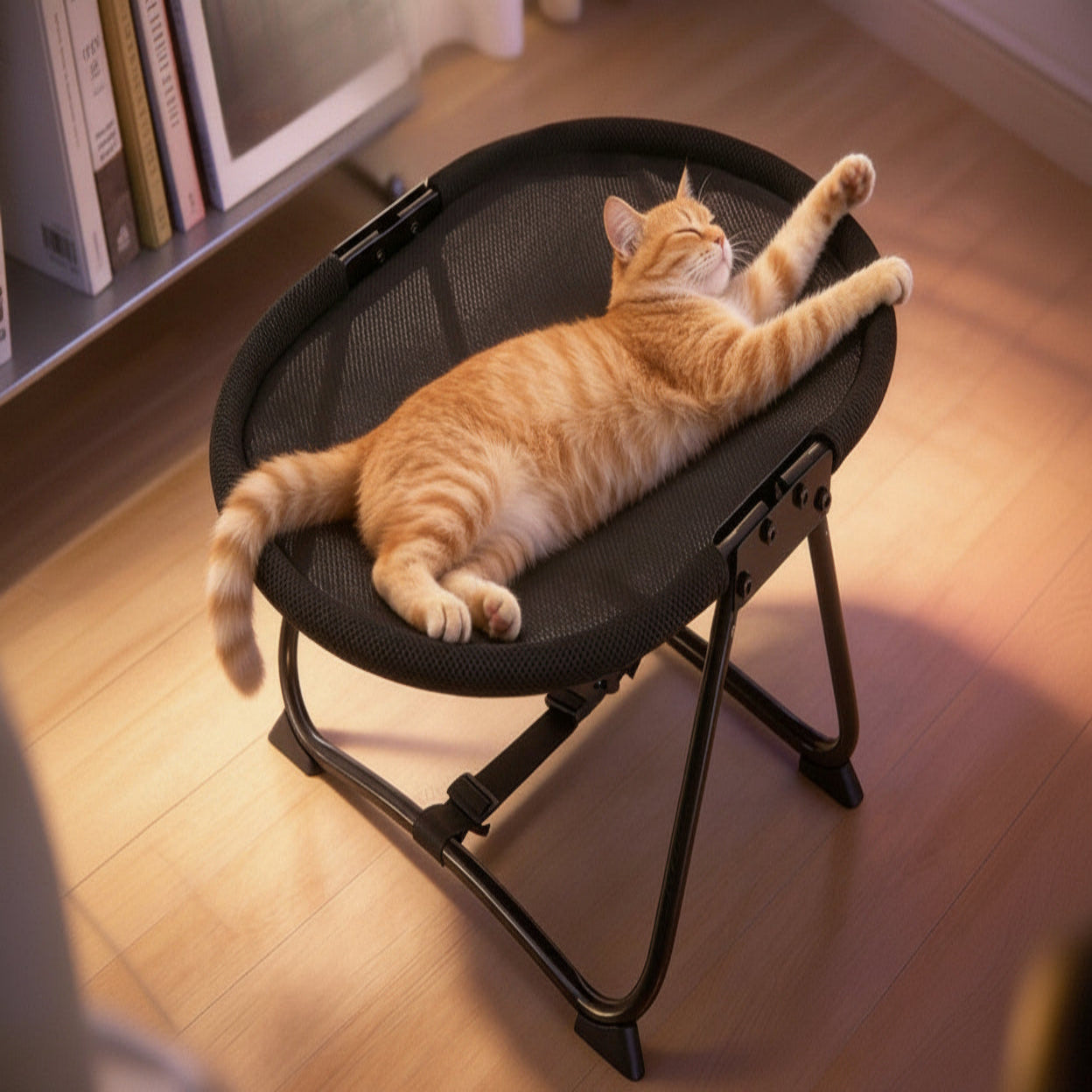 Elevated Pet Bed with Breathable Mesh Platform and Iron Frame, Foldable Design