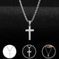 Silver Stainless Steel Cross Pendant Necklace with 24 Inch Chain and Hook Clasp
