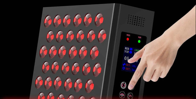 Red Light Therapy Panel with Dual Wavelength LEDs and Adjustable Dimming, Built-in Timer