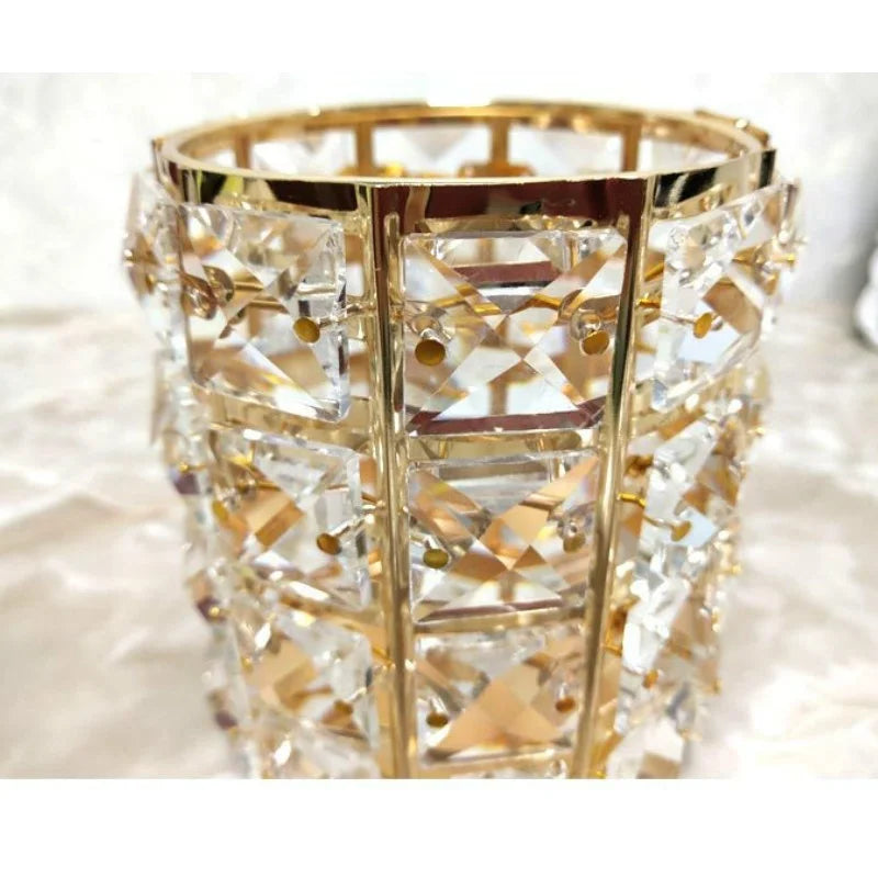 Makeup Brush Holder with Crystal Beads and Stainless Steel Frame, Gold or Silver