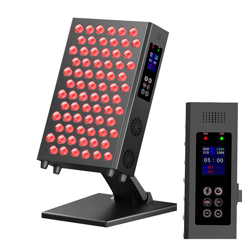 Red Light Therapy Panel with Dual Wavelength LEDs and Adjustable Dimming, Built-in Timer