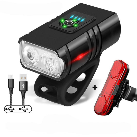 LED Bicycle Light Set with 1000 Lumen Headlight and Red Taillight, 6 Modes