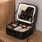 Makeup Organizer Case with Adjustable LED Mirror and Multiple Storage Compartments