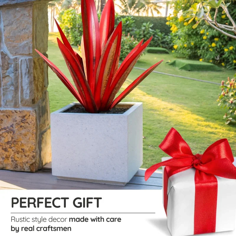Metal Agave Plant Decorative Accent with Rust Finish and Weather Resistant Coating