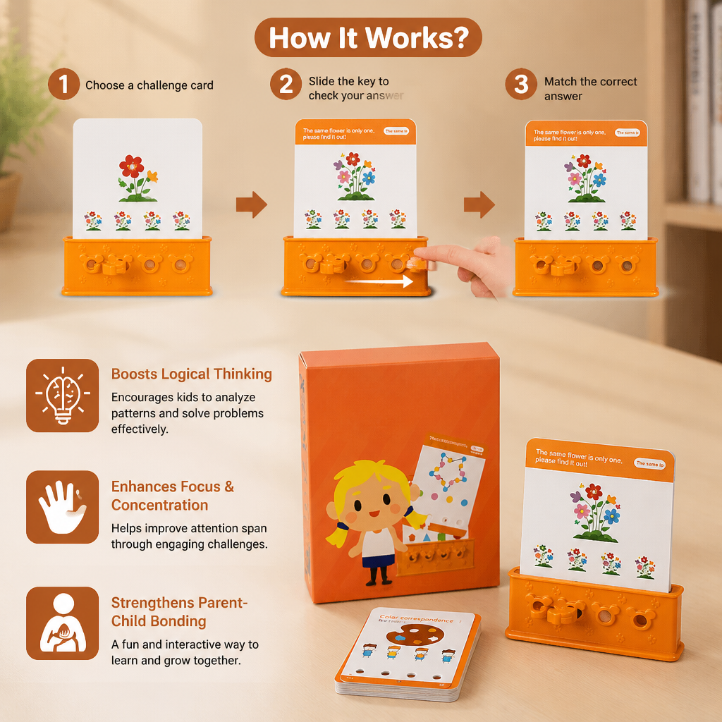 Colorful Lock and Key Puzzle Set with Pattern Recognition Learning