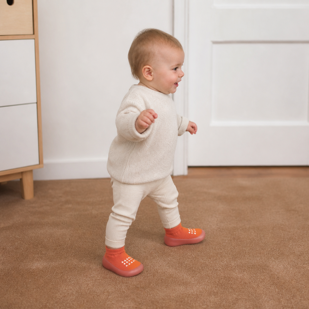 Baby Sock Shoes with Textured Grip Sole and Breathable Material for First Walkers