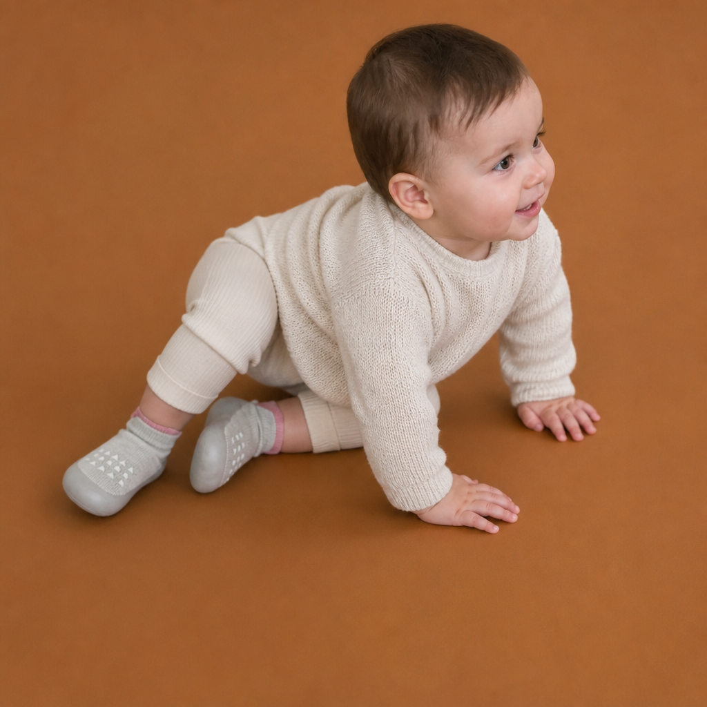 Baby Sock Shoes with Textured Grip Sole and Breathable Material for First Walkers