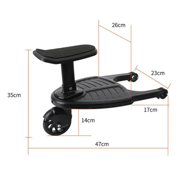 Stroller Board with 360 Degree Swivel Wheel and Textured Standing Surface