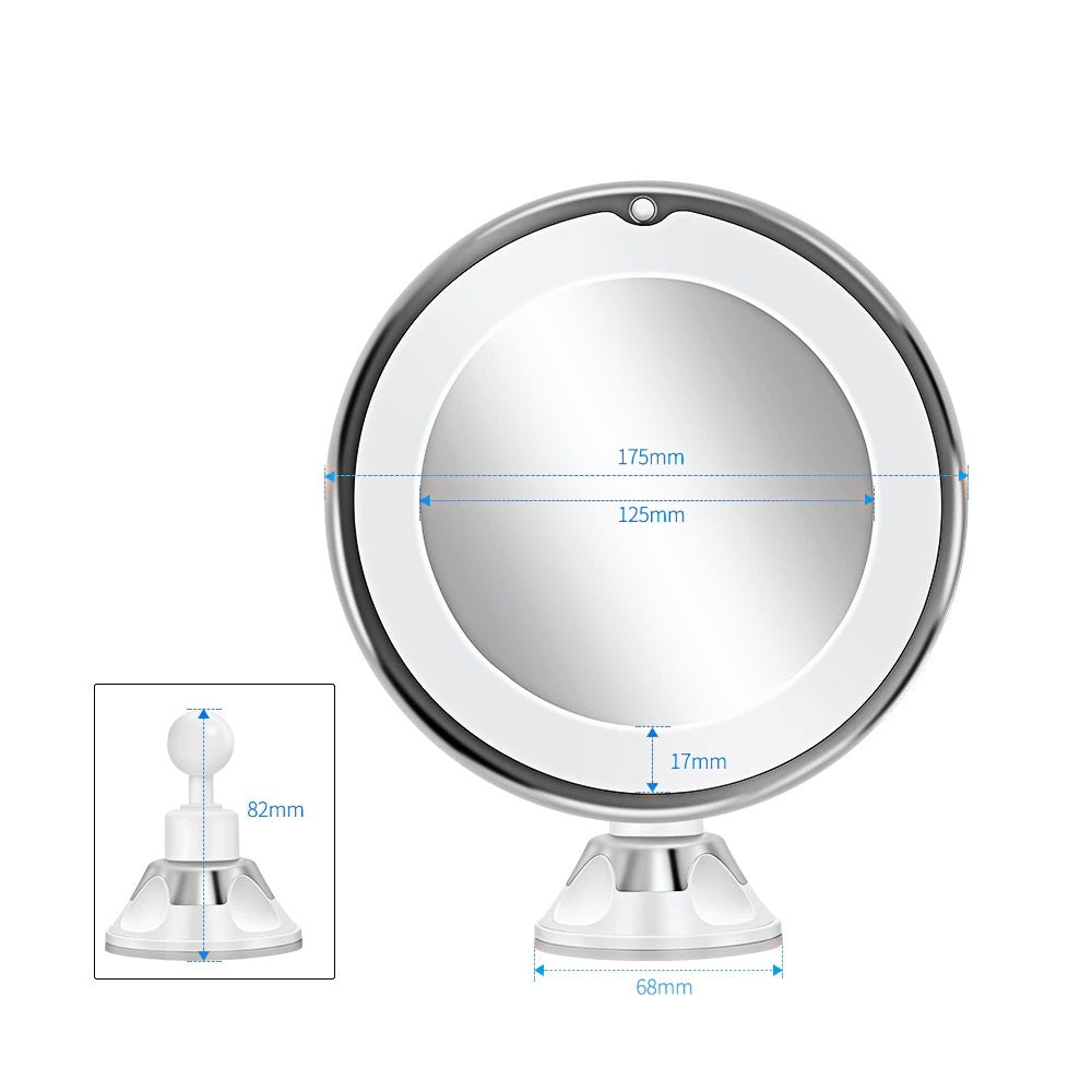Magnifying Mirror with LED Lighting and Dual Magnification, 360 Rotation