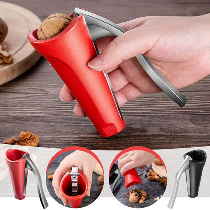 Metal Nutcracker with Serrated Holder and Ergonomic Grip, 7-Inch Stainless Steel
