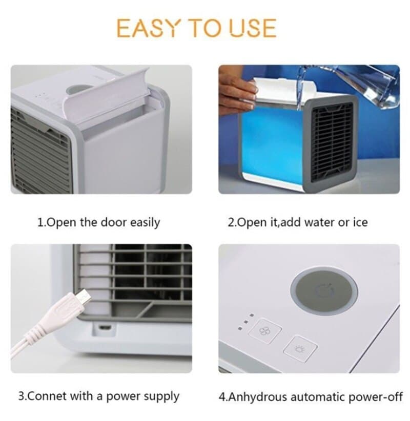 Portable Air Cooler with Humidifier and Air Purifier, 500ml Tank