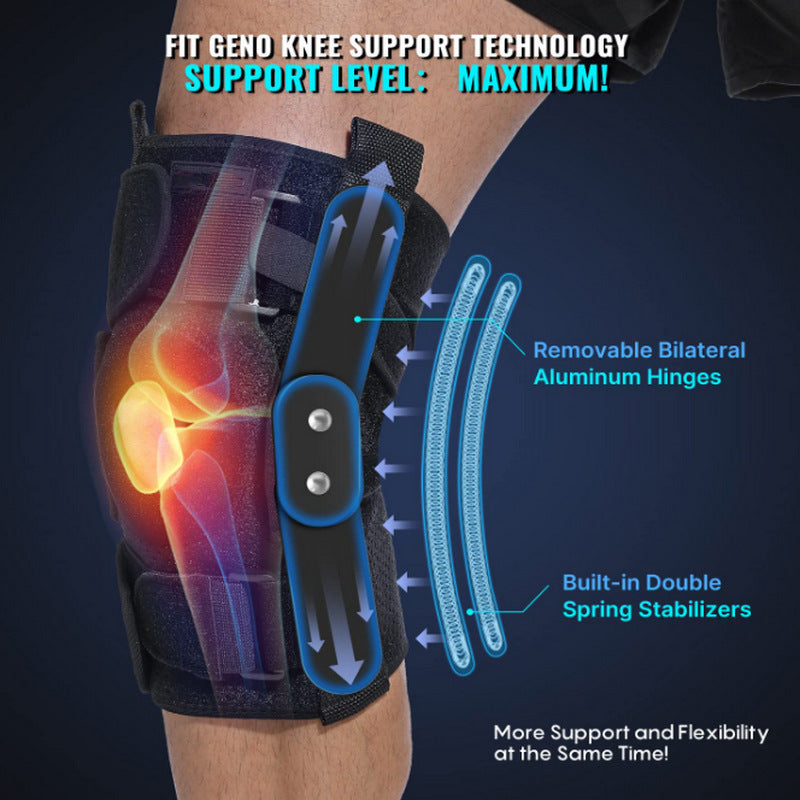 Hinged Knee Brace with Removable Aluminum Supports and Gel Cushioning, Adjustable Straps