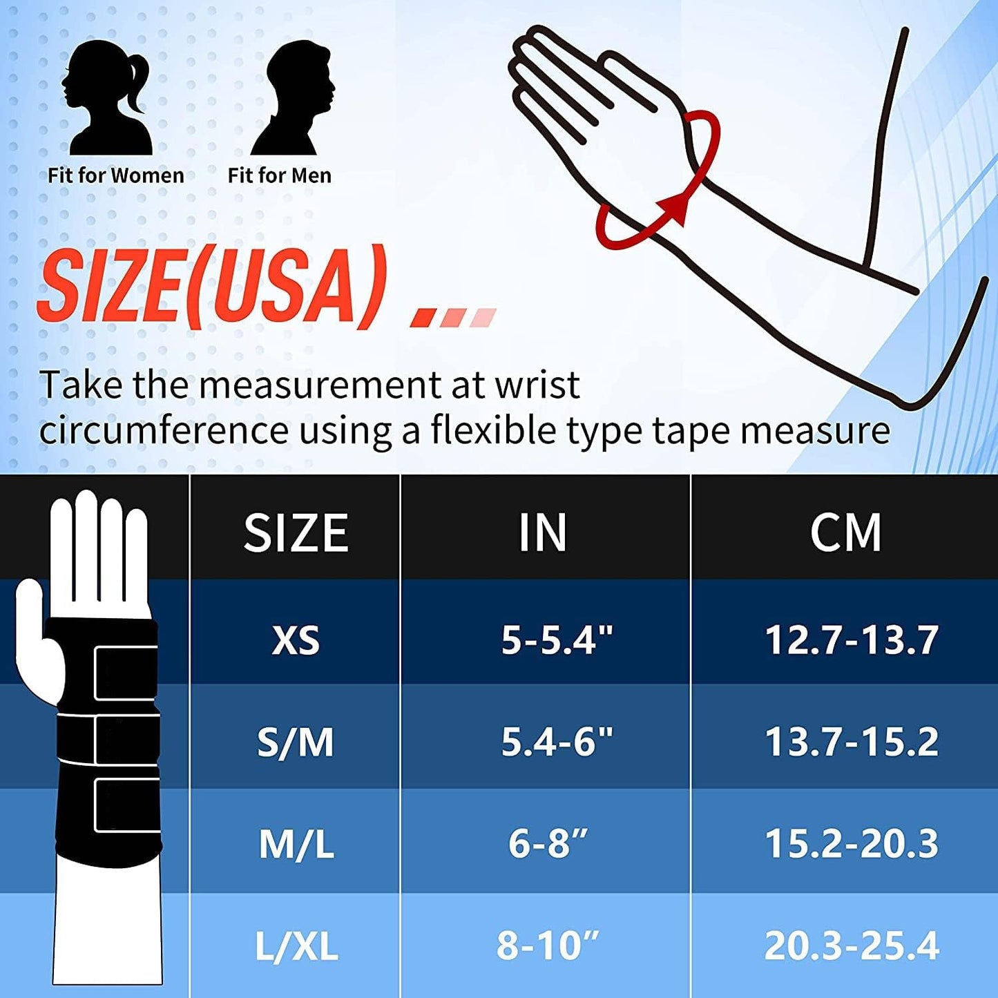 Wrist Brace with Removable Aluminum Stay and Side Splints, Three Adjustable Straps