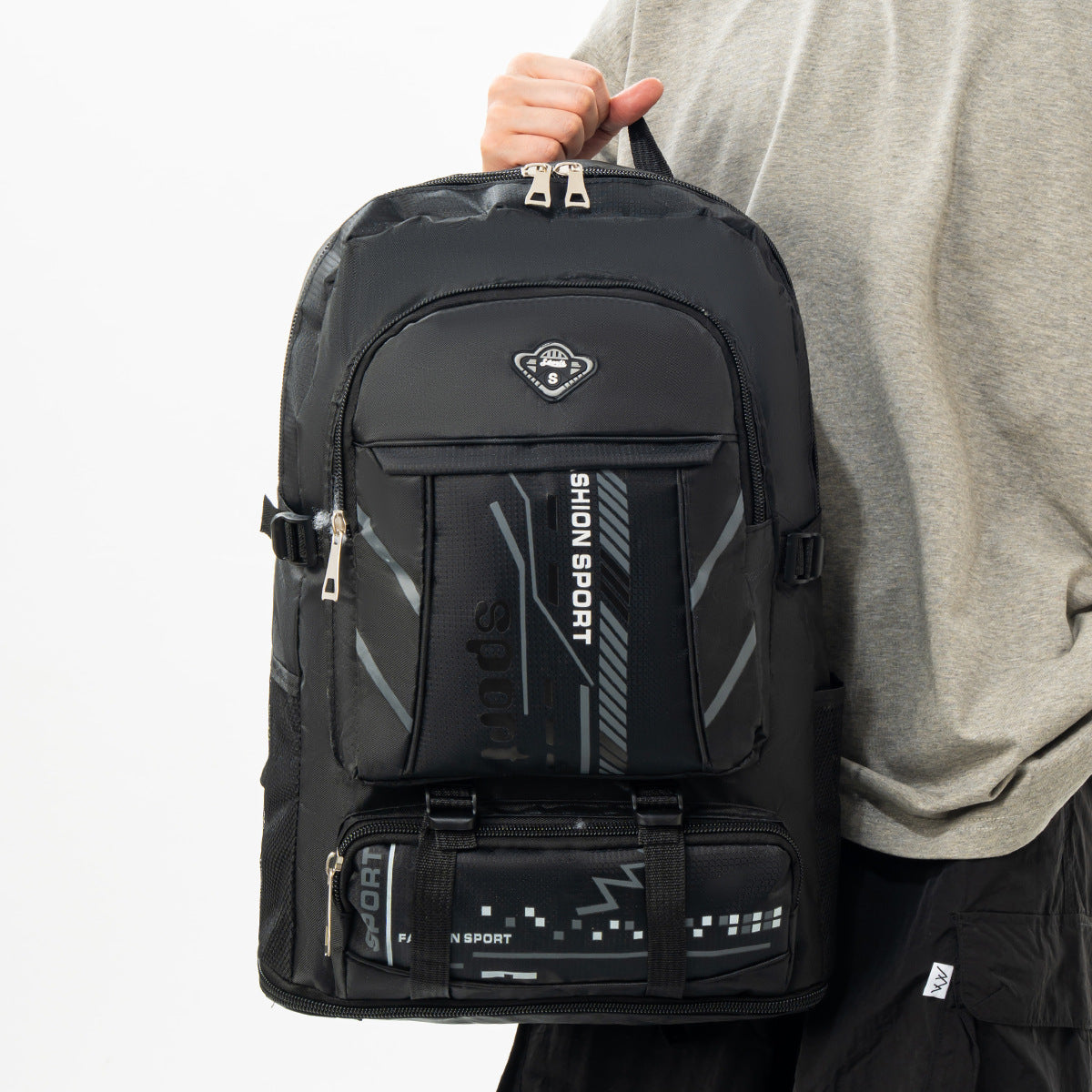 Multi-Compartment Backpack with Reflective Accents and Breathable Back Panel