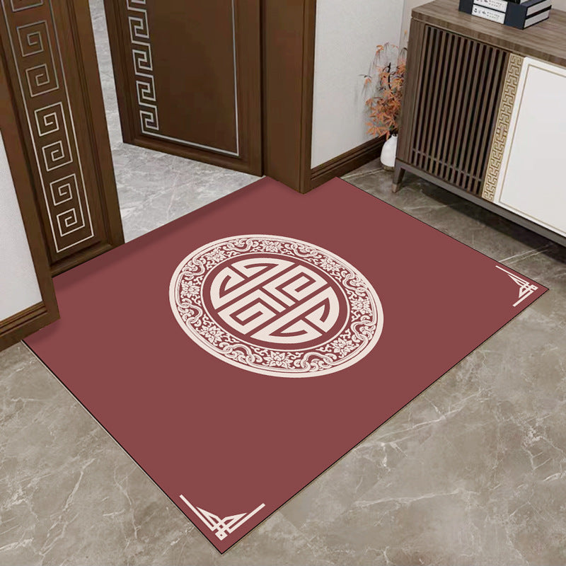Floral Entryway Mat with Dirt Trapping Surface and Floor Protection