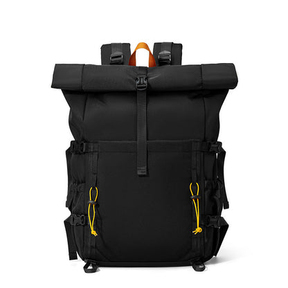 Rolltop Backpack with Water Resistant Fabric and Padded Straps, Multiple Compartments