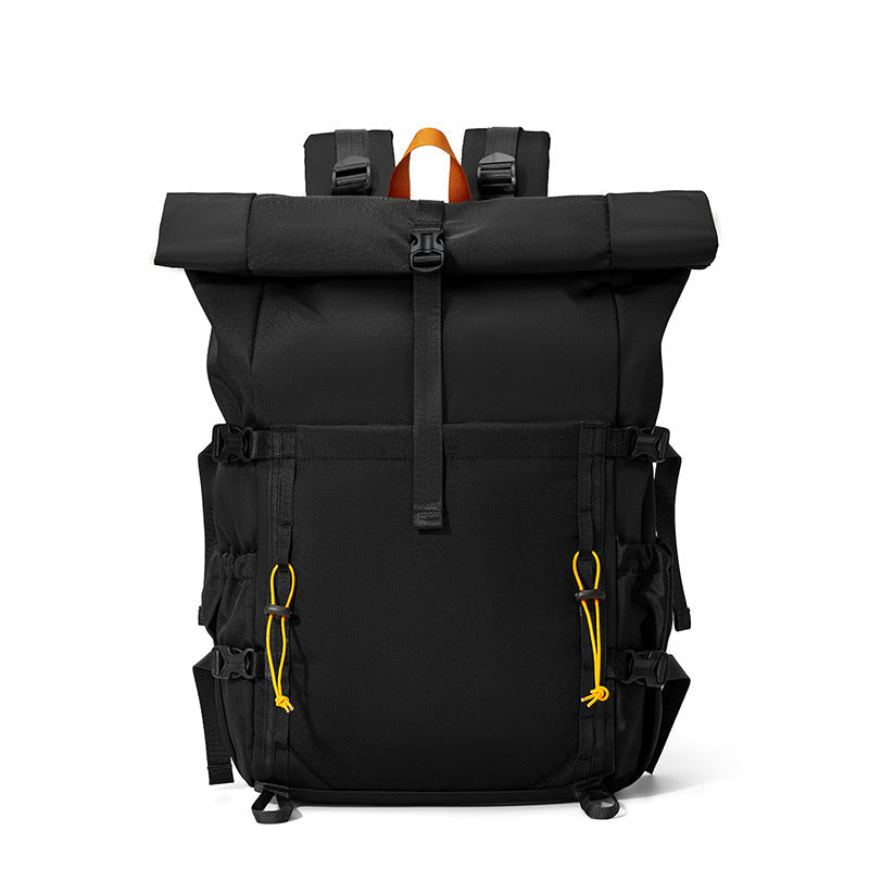 Rolltop Backpack with Water Resistant Fabric and Padded Straps, Multiple Compartments
