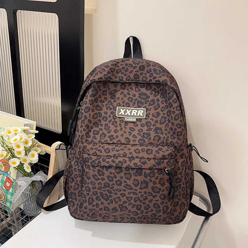 Animal Print Backpack with Padded Straps and Dual Compartments