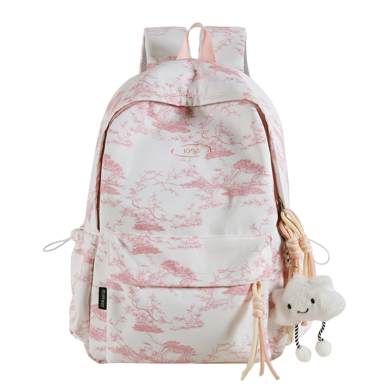 Backpack with Artistic Print and Padded Straps, Weather Resistant Fabric