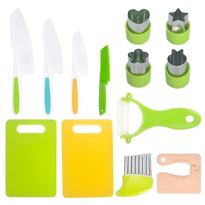 Childrens Play Kitchen Tool Set with Easy Grip Handles and Pretend Cooking Accessories