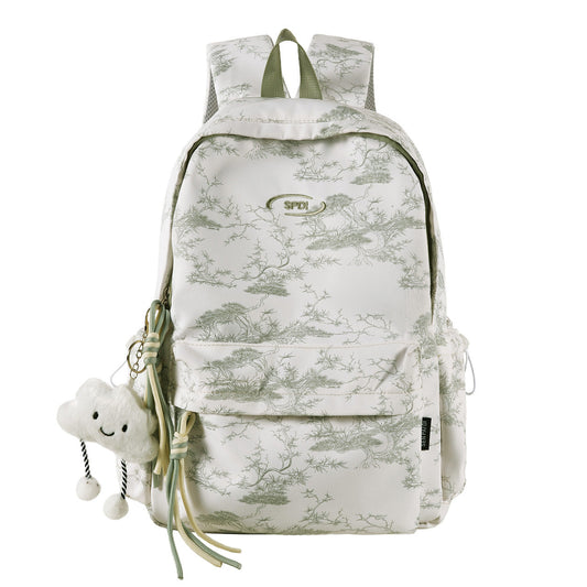 Backpack with Artistic Print and Padded Straps, Weather Resistant Fabric