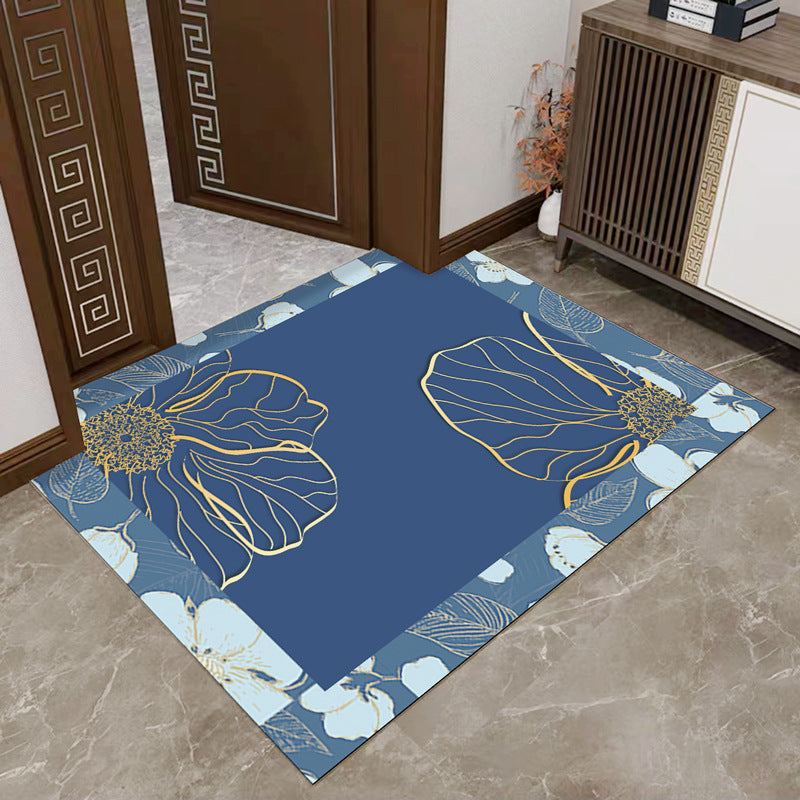 Floral Entryway Mat with Dirt Trapping Surface and Floor Protection