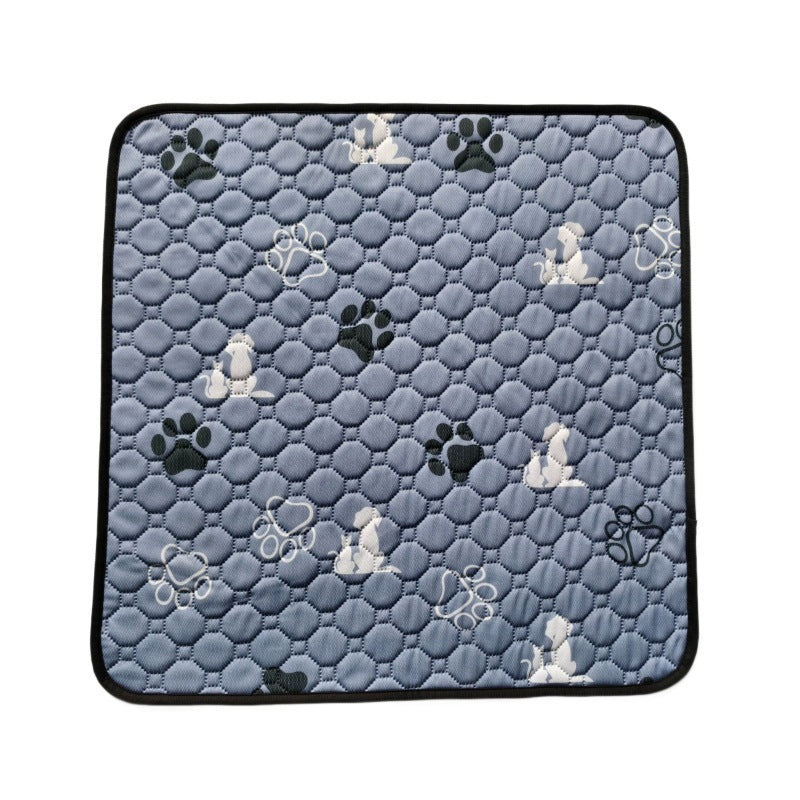 Quilted Pet Mat with Non-Slip Base and Machine Washable Fabric