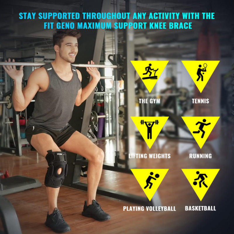 Hinged Knee Brace with Removable Aluminum Supports and Gel Cushioning, Adjustable Straps