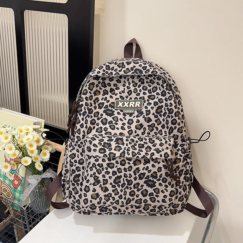 Animal Print Backpack with Padded Straps and Dual Compartments