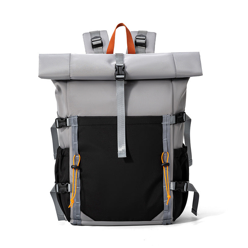 Rolltop Backpack with Water Resistant Fabric and Padded Straps, Multiple Compartments