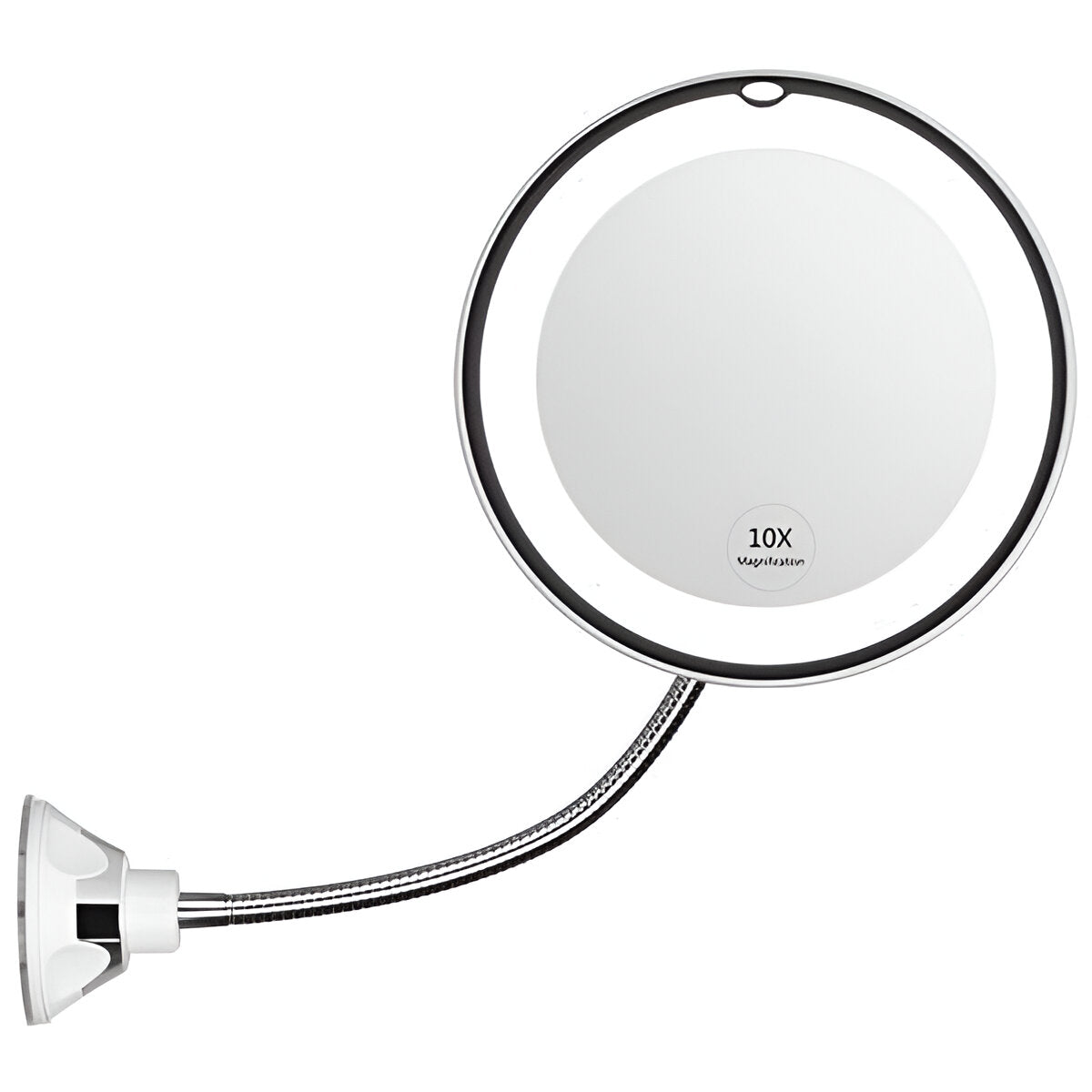 10X Magnifying Mirror with LED Edge Lighting and Adjustable Suction Base
