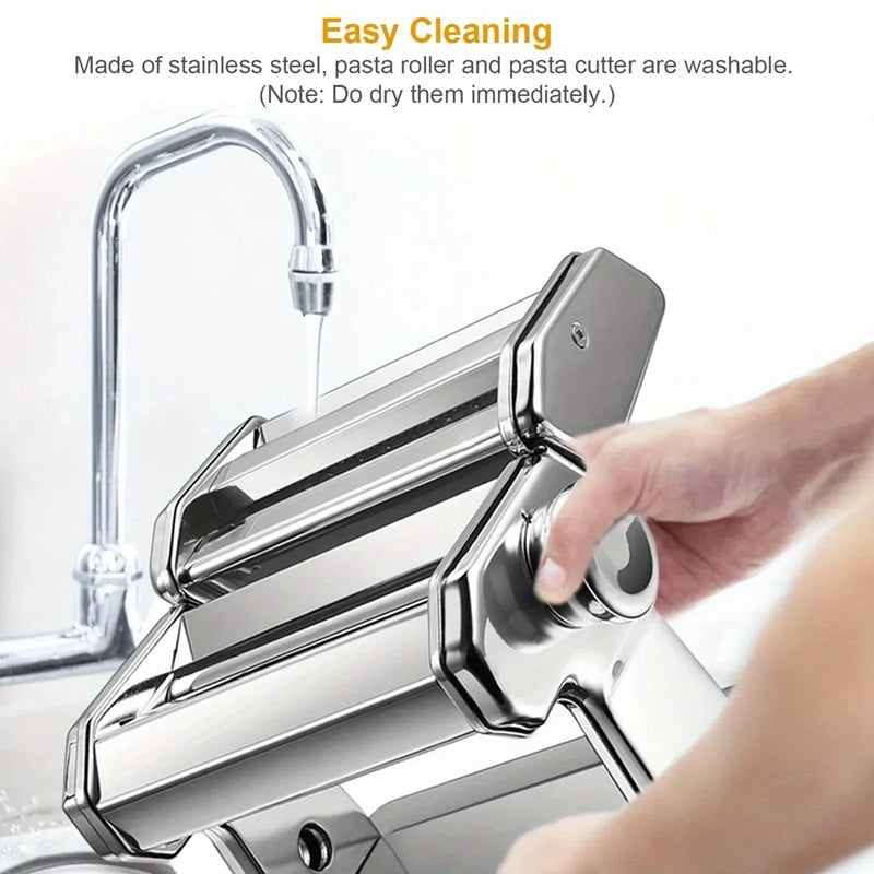 Manual Pasta Maker with 7 Thickness Settings and Dual Width Cutter