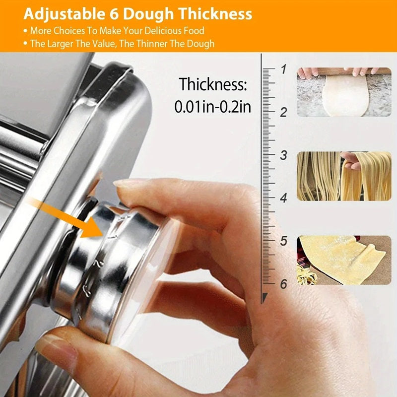 Manual Pasta Maker with 7 Thickness Settings and Dual Width Cutter