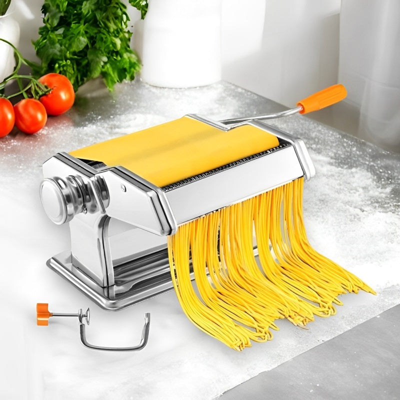 Manual Pasta Maker with 7 Thickness Settings and Dual Width Cutter