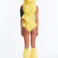 Yellow Hooded Bodysuit Costume Set with Lightning Bolt Tail and Furry Boot Covers
