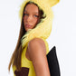 Yellow Hooded Bodysuit Costume Set with Lightning Bolt Tail and Furry Boot Covers