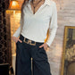 Women's Polo Shirt with V-Neck Collar and Relaxed Short Sleeve, Polyester-Elastane Blend