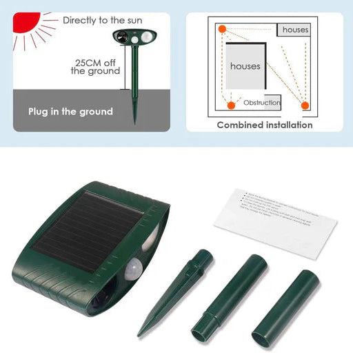 Ultrasonic Rabbit Repeller Solar Powered Flashing Light Rabbit Deterrent