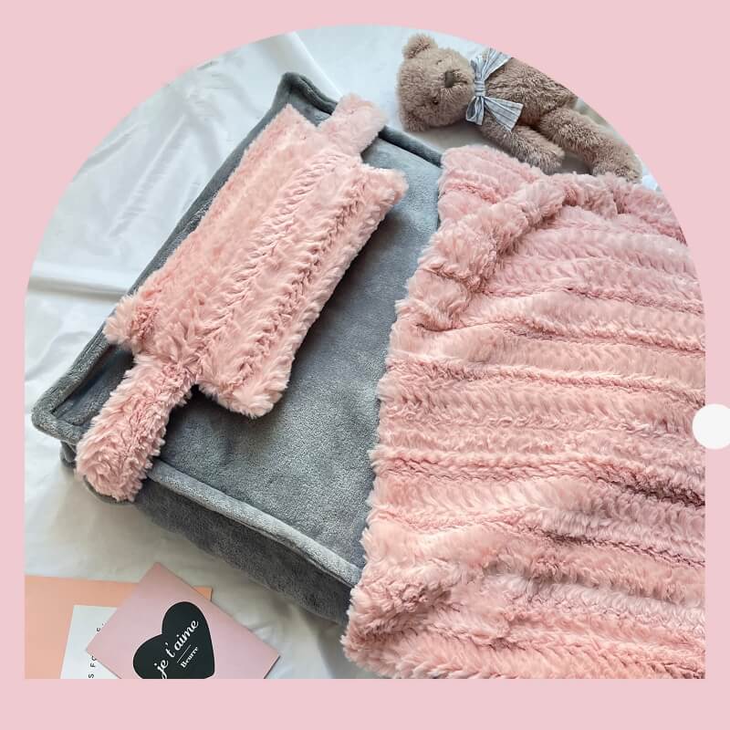 Plush Pet Bed with Raised Border and Matching Pillow, Machine Washable