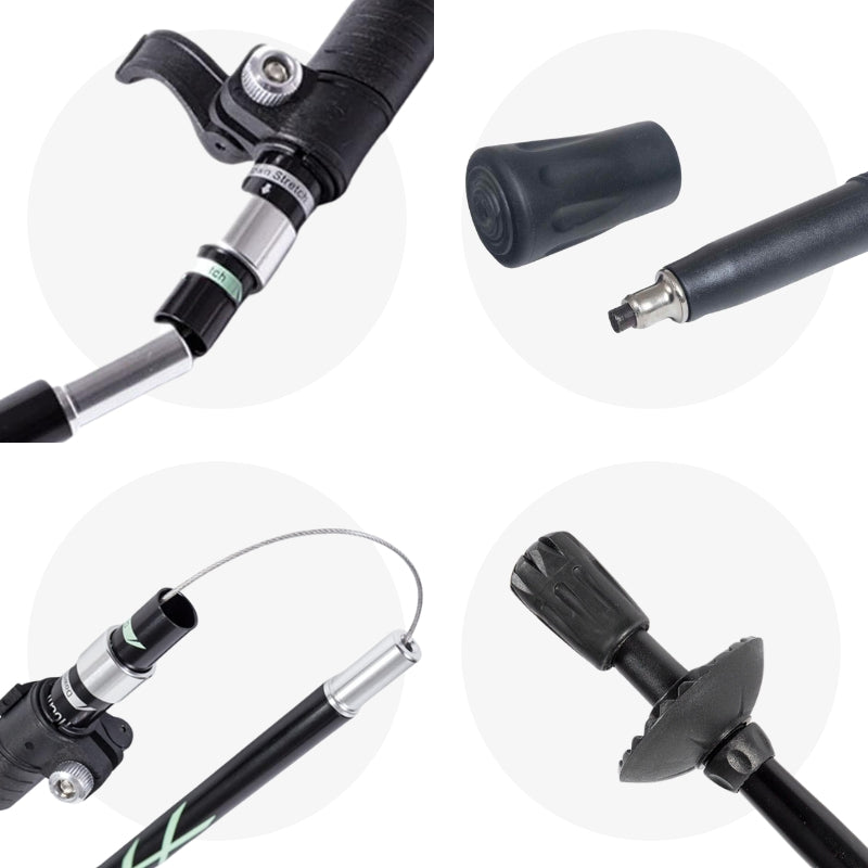 Folding Trekking Stick with Alloy Steel Shaft and Textured Grip Handle