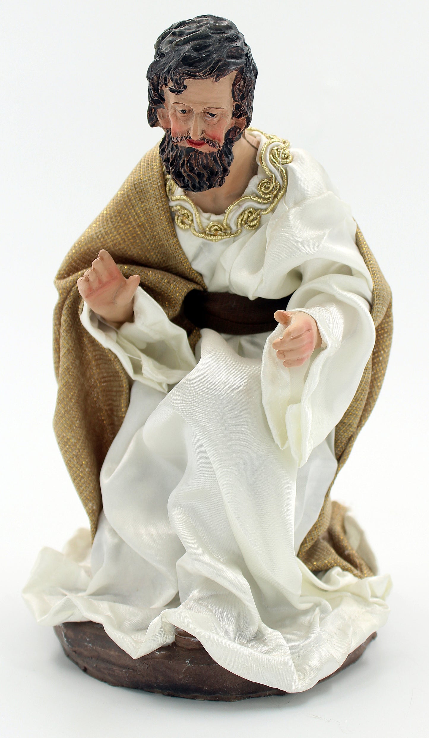 Nativity Scene Set with Fabric Clothing and Hand Painted Resin Figures, 11-Piece