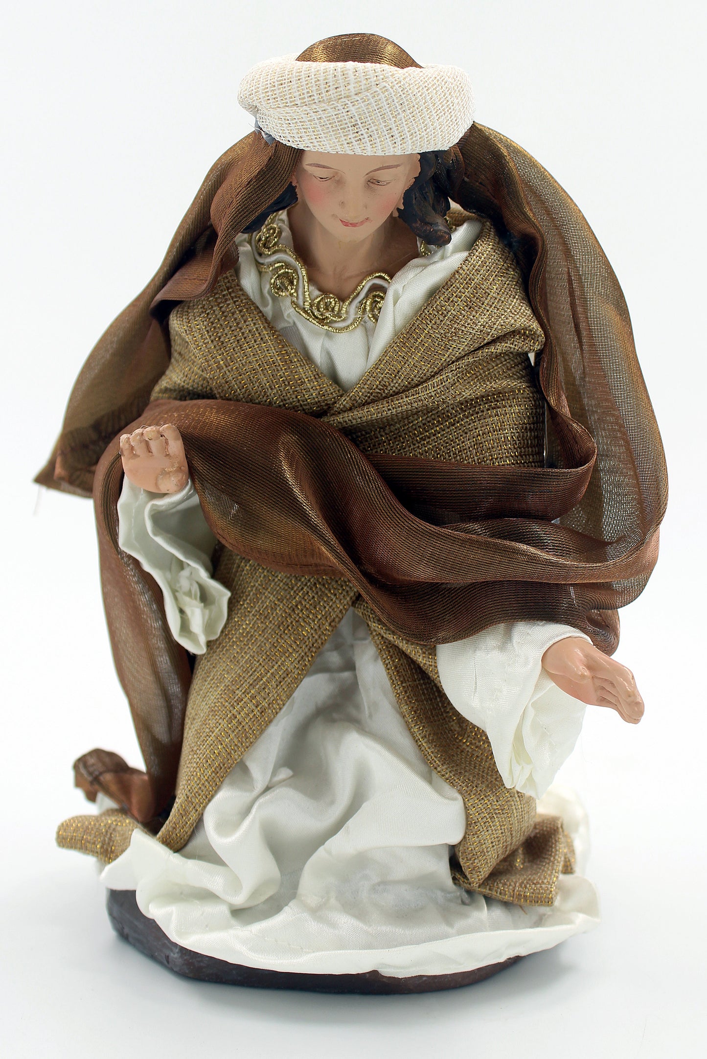Nativity Scene Set with Fabric Clothing and Hand Painted Resin Figures, 11-Piece