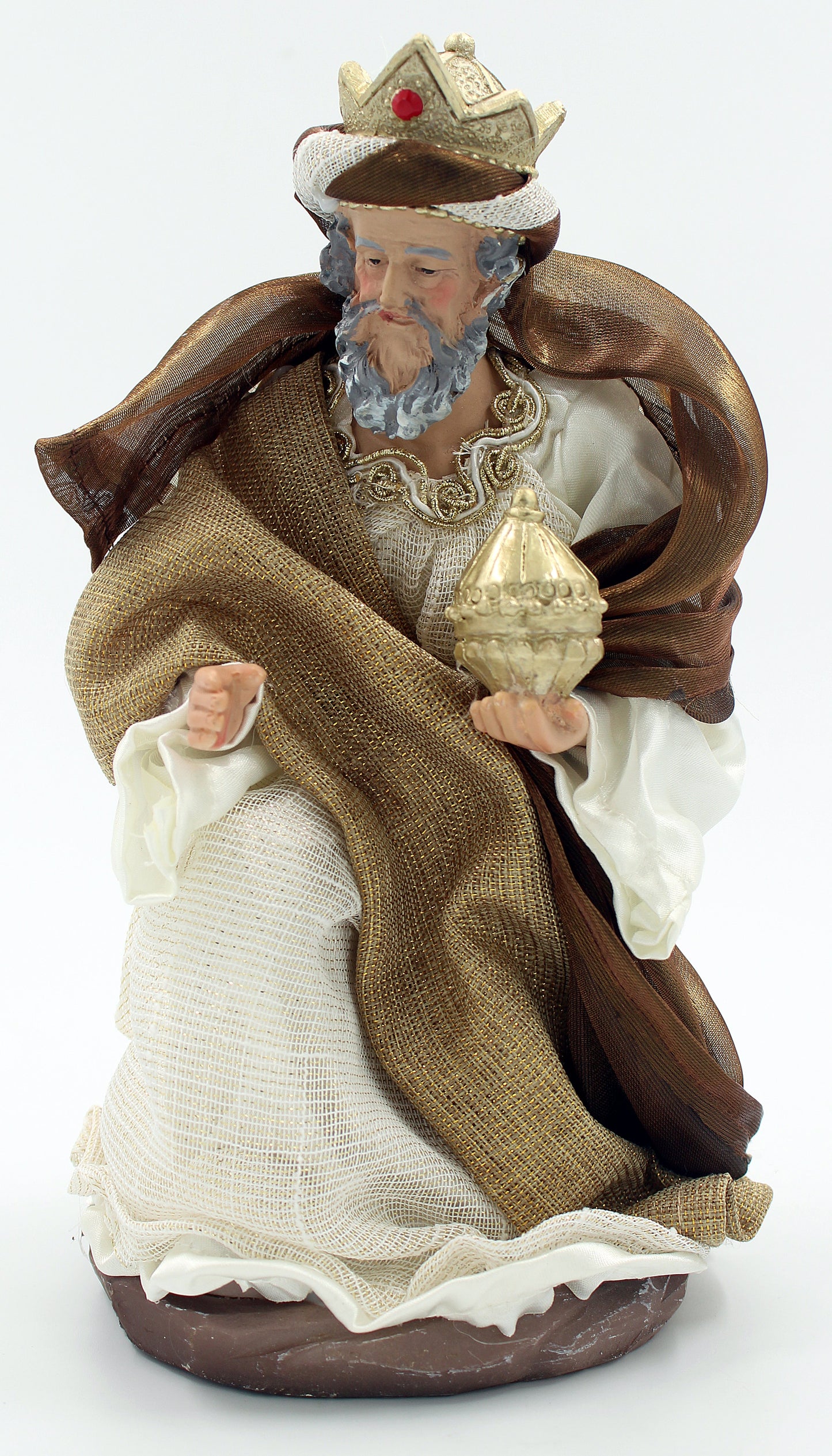 Nativity Scene Set with Fabric Clothing and Hand Painted Resin Figures, 11-Piece