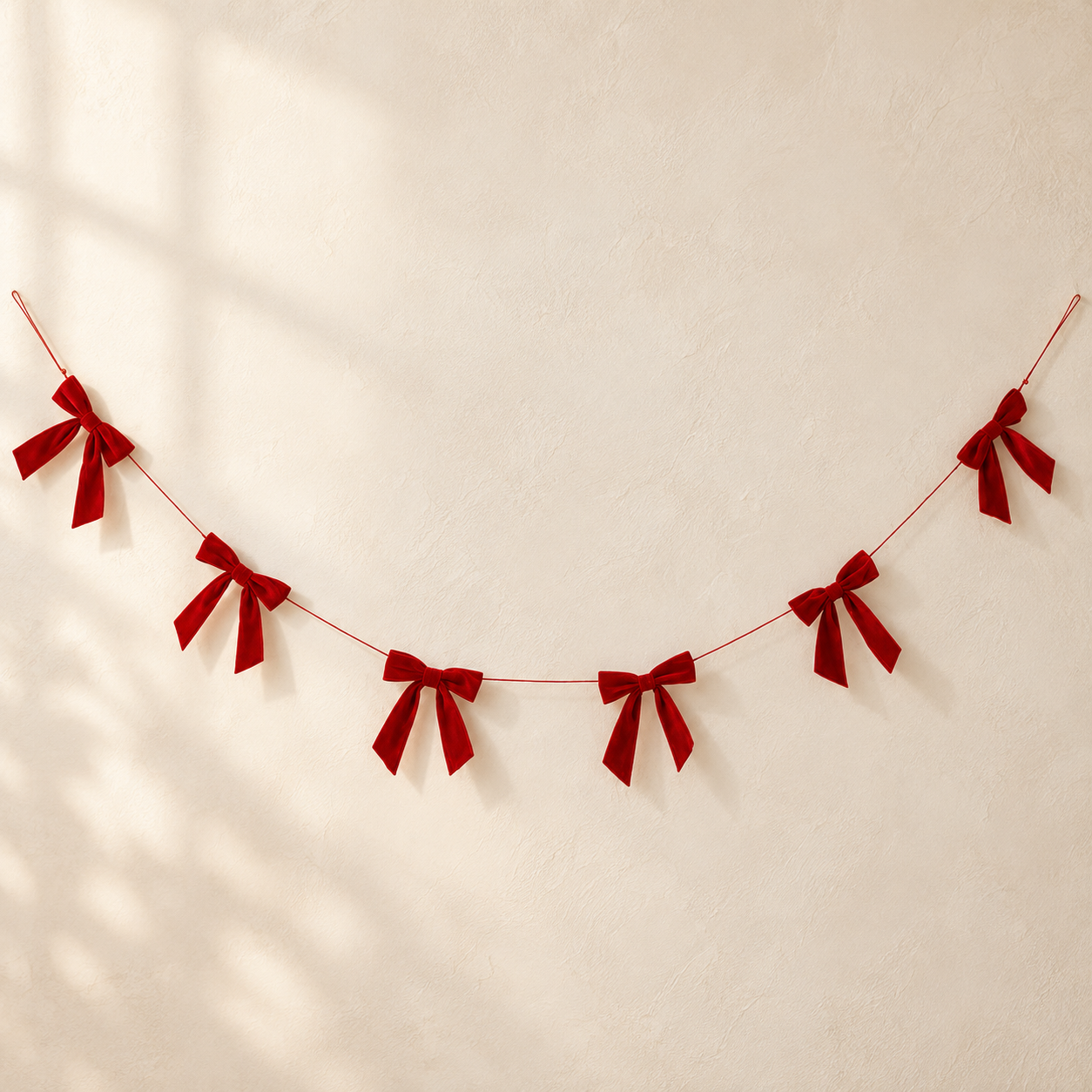 5' Red Velvet Bow Garland - Interior Delights