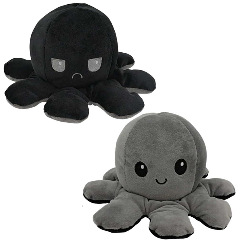 Flip Octopus Plush with Dual Expressions and Color Changing Faces