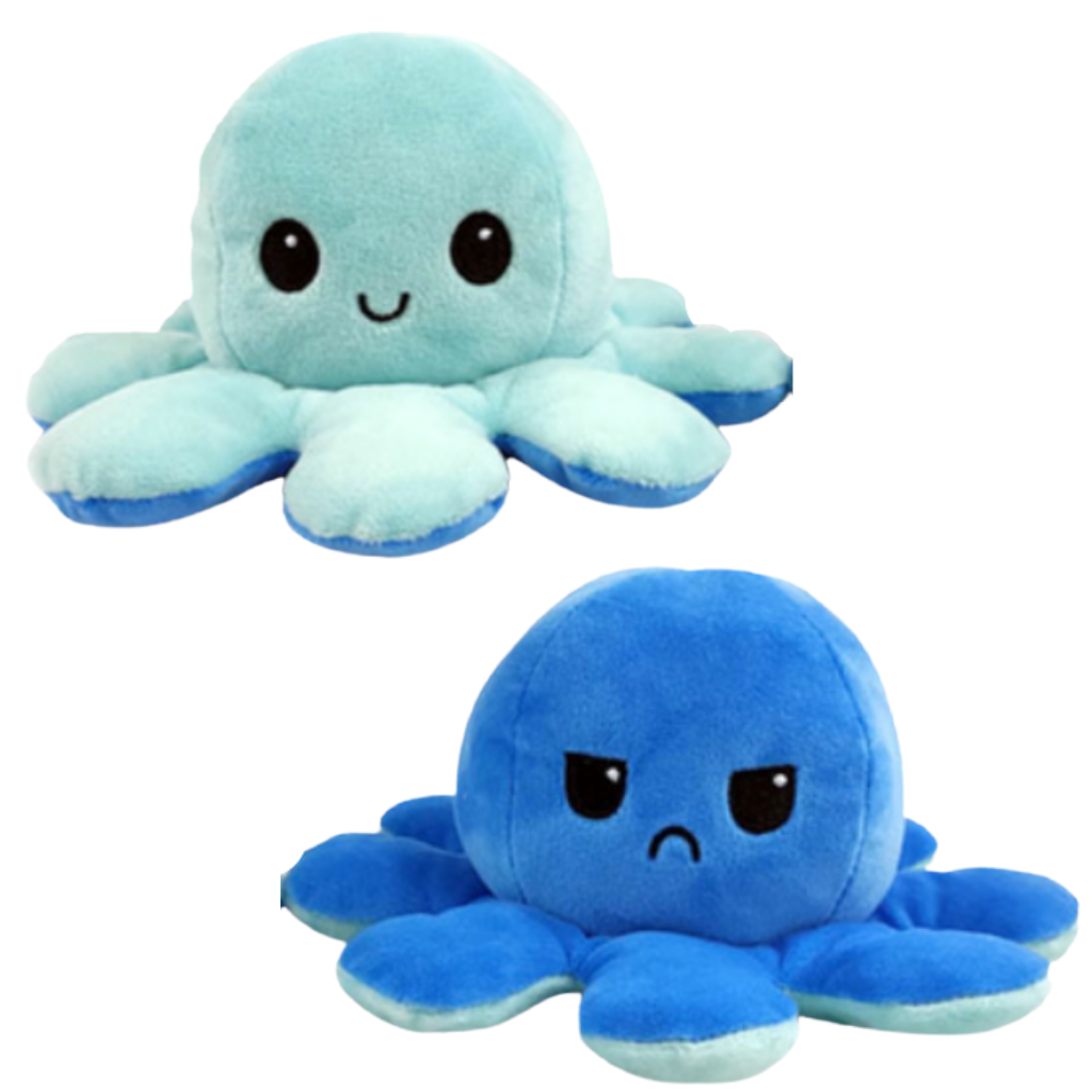 Flip Octopus Plush with Dual Expressions and Color Changing Faces