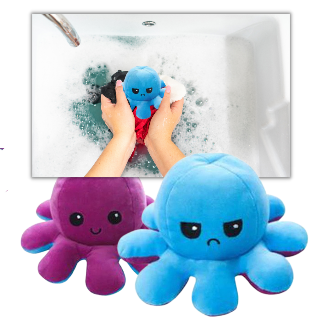 Flip Octopus Plush with Dual Expressions and Color Changing Faces