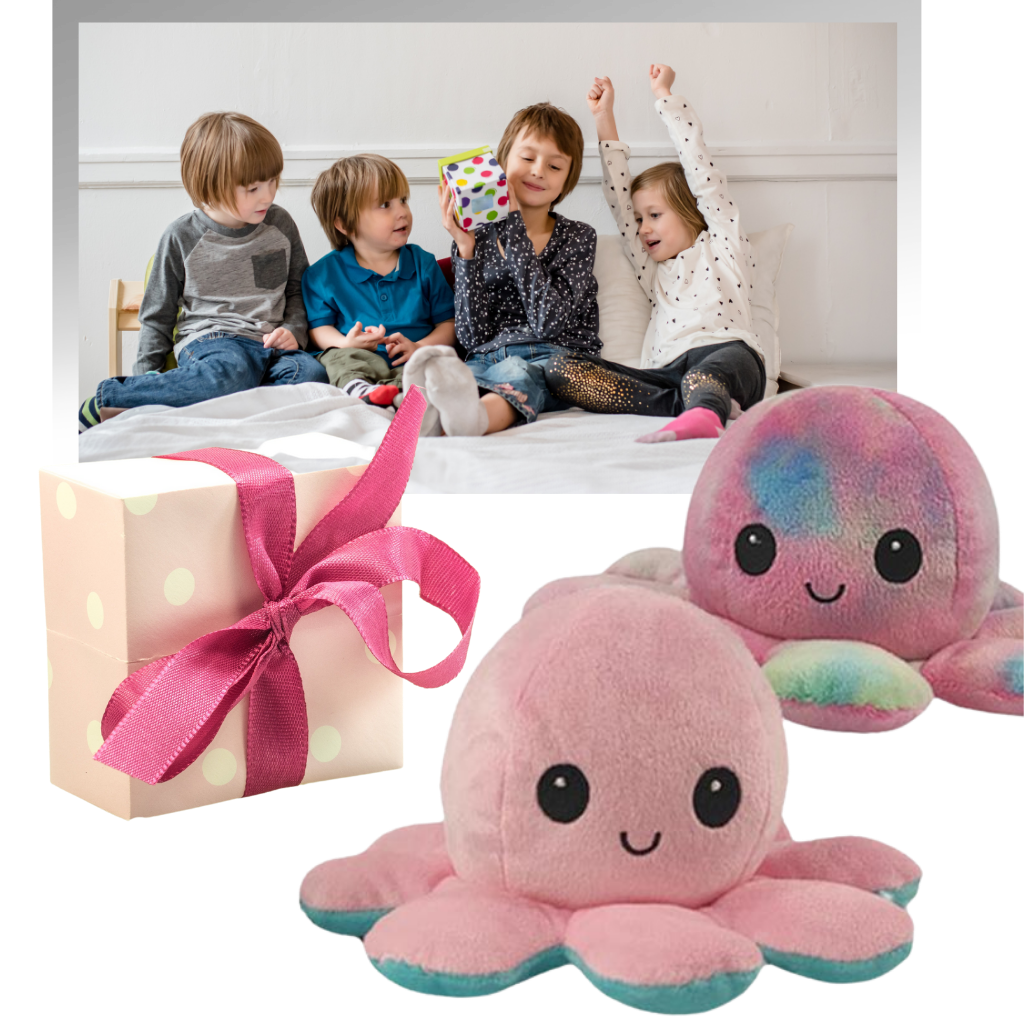 Flip Octopus Plush with Dual Expressions and Color Changing Faces