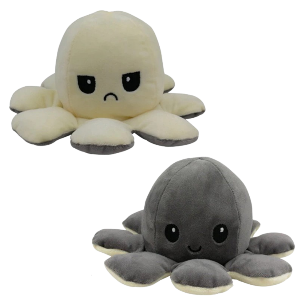 Flip Octopus Plush with Dual Expressions and Color Changing Faces