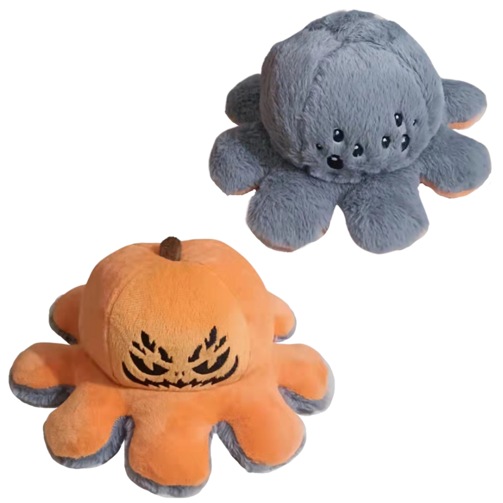 Flip Octopus Plush with Dual Expressions and Color Changing Faces